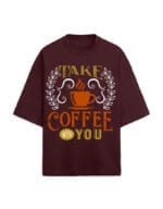 Take Coffee With You Unisex Terry Oversized T Shirt - Image 9